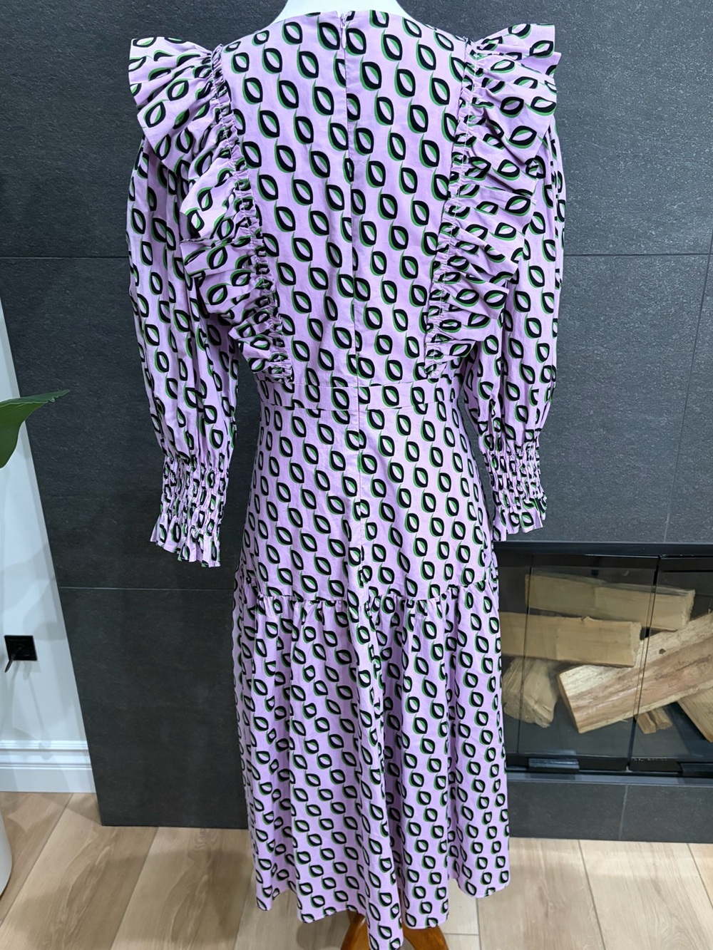 Cynthia Rowley Campbell Geometric Midi Ruffle Dress Size 4 - Picture 12 of 15